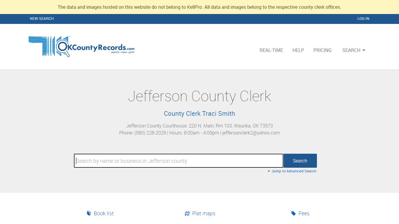 Jefferson County - County Clerk Public Land Records for Oklahoma